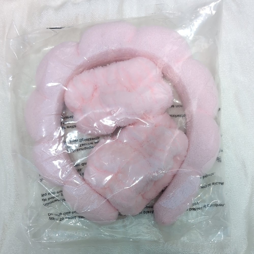 Pink Plush Headband and Scrunchie Set